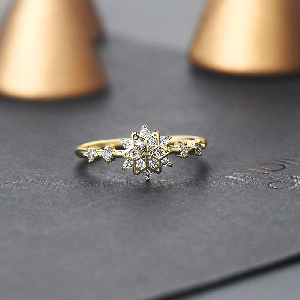 Wholesale Copper Gold Plated Hexagram Snowflake Ring